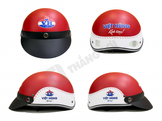 Nón bảo hiểm nửa đầu in logo Việt Hùng sơn nhám