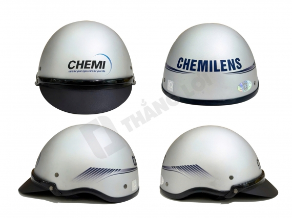 Nón bảo hiểm nửa đầu in logo thương hiệu Chemilens
