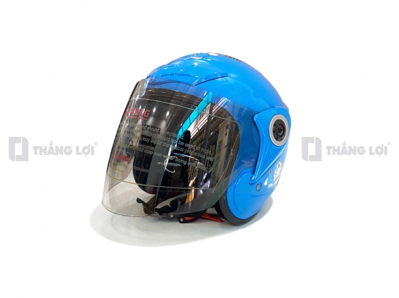 Nón bảo hiểm 3/4 có kính in hình Doraemon màu xanh