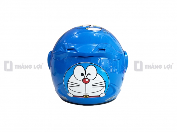 Nón bảo hiểm 3/4 có kính in hình Doraemon màu xanh