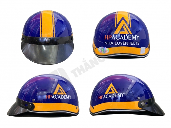 Nón bảo hiểm in logo Trung tâm ngoại ngữ HP Academy