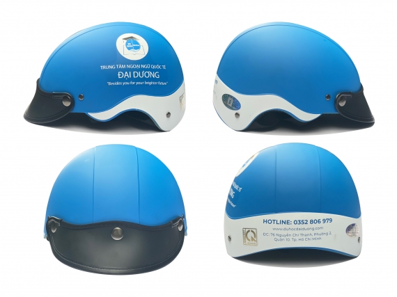 Nón bảo hiểm in logo Trung tâm Ngoại ngữ Quốc tế Đại Dương