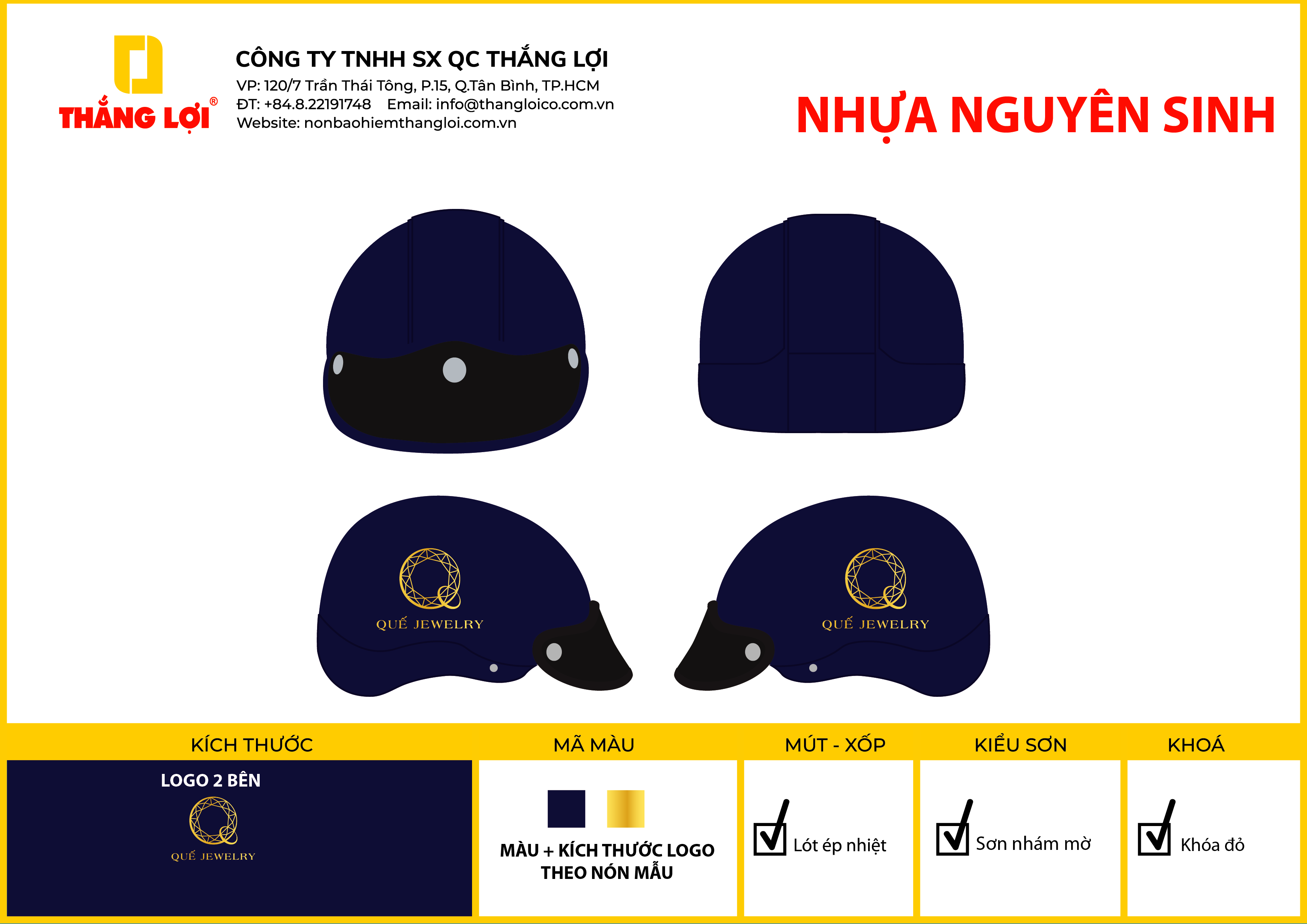 Bản vẽ thiết kế của nón bảo hiểm in logo Cửa hàng trang sức Quế Jewelry