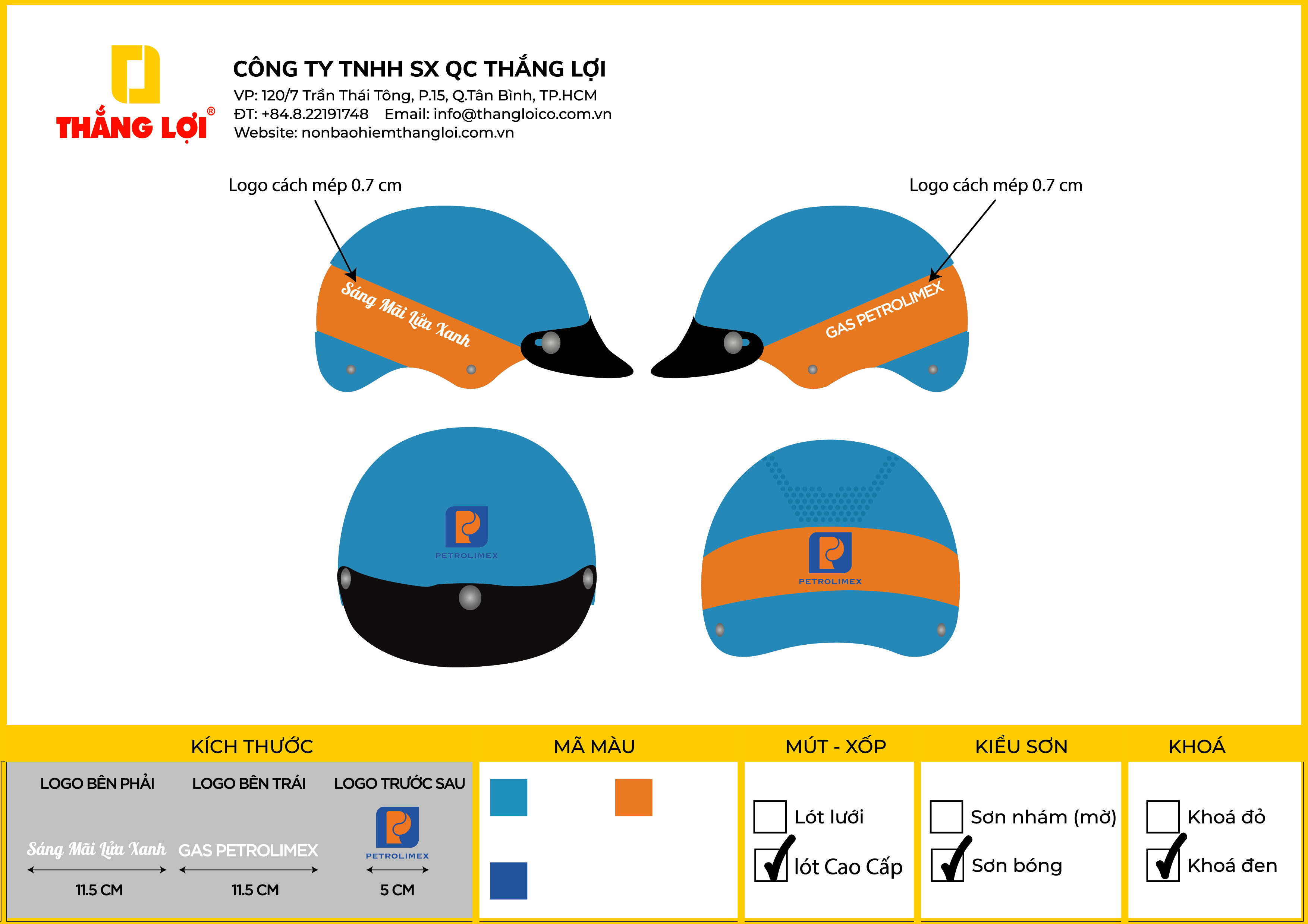 Bản thiết kế nón bảo hiểm in logo Gas Petrolimex