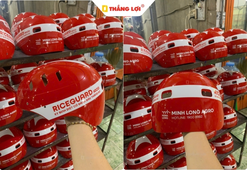 Đặc điểm thiết kế của Mũ nón bảo hiểm in logo Minh Long Agro