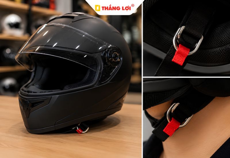 Dòng mũ bảo hiểm fullface bắt buộc dùng khóa D-Ring an toàn