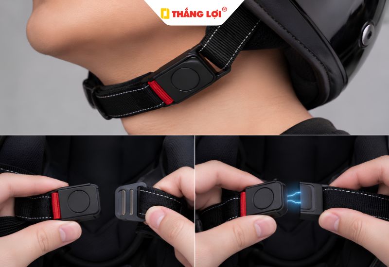 Khóa nam châm tự động hút dính cực tiện cho nón bảo hiểm