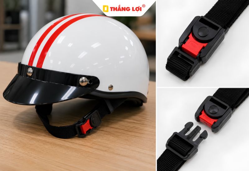 Nón bảo hiểm nửa đầu đi phố thường gắn khóa rùa hoặc tầng