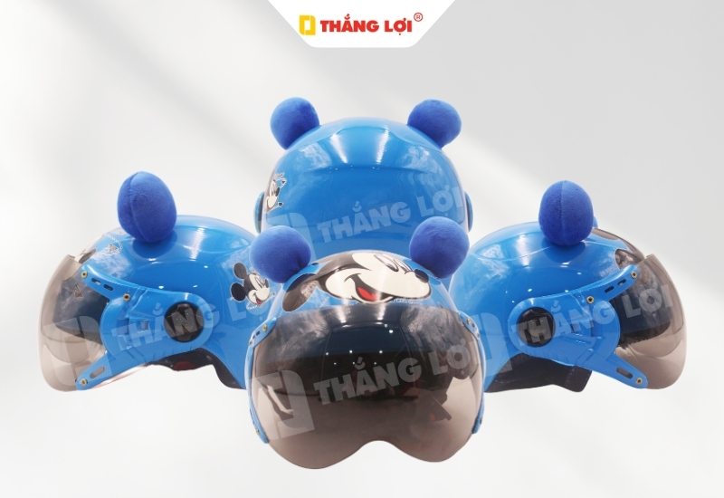 Nón bảo hiểm có kính Chuột Mickey màu xanh