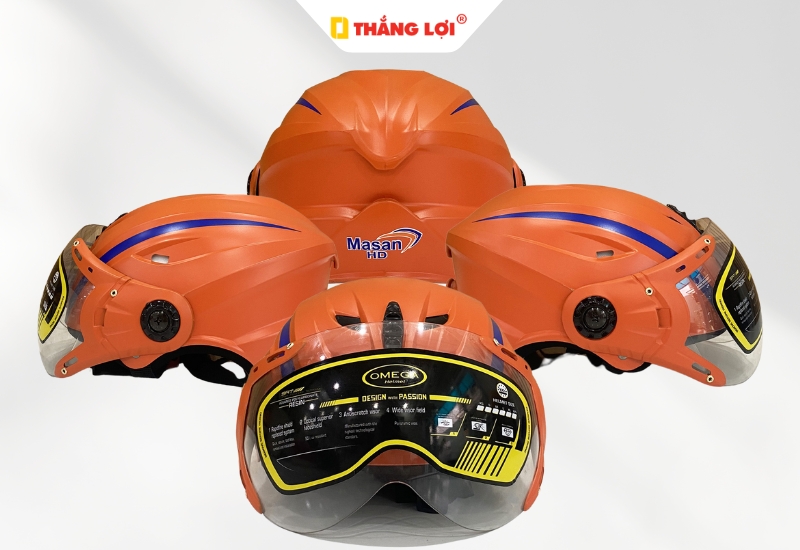 Nón bảo hiểm có kính Masan màu cam