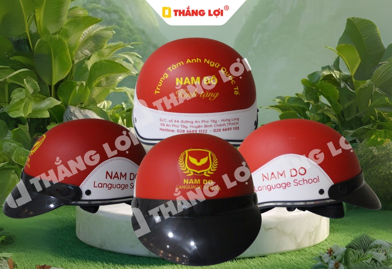 Nón bảo hiểm quảng cáo ngoại ngữ Nam Đô
