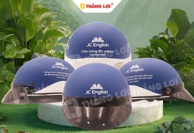 Nón bảo hiểm quảng cáo trung tâm anh ngữ JC English