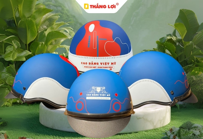 Nón bảo hiểm quảng cáo trường cao đẳng Việt Mỹ