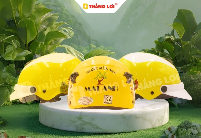 Nón bảo hiểm quảng cáo trường mầm non Mai Anh