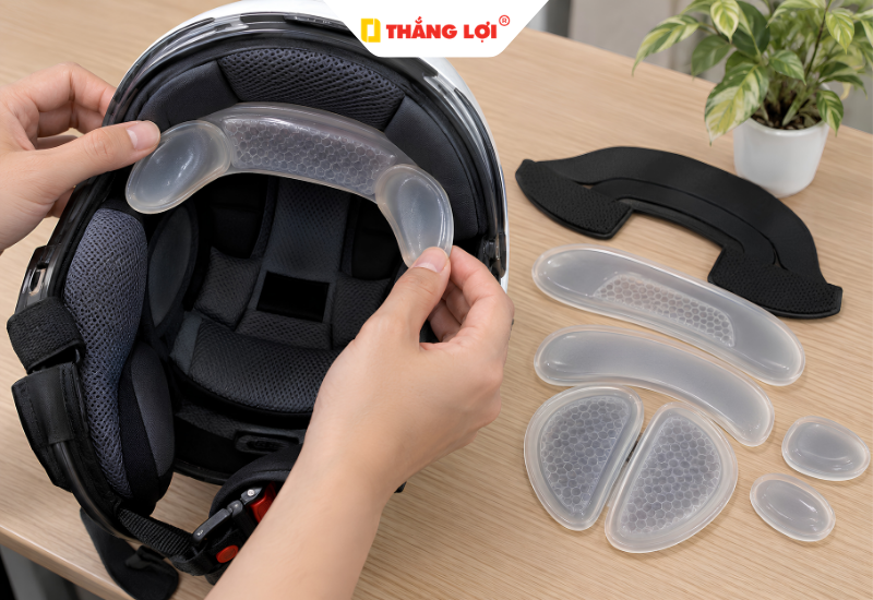 Miếng lót mũ bảo hiểm silicone hoặc nhựa mềm bổ sung