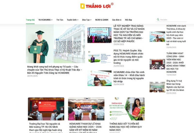 Trường đại học HCMUNRE marketing bằng cách xây dựng website