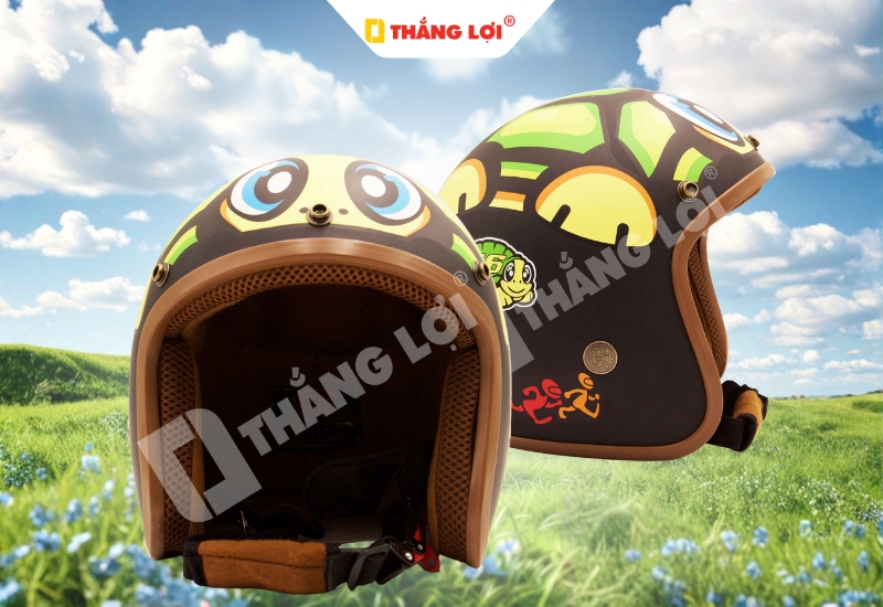 Mũ bảo hiểm 3/4 cho nữ in logo hình con rùa