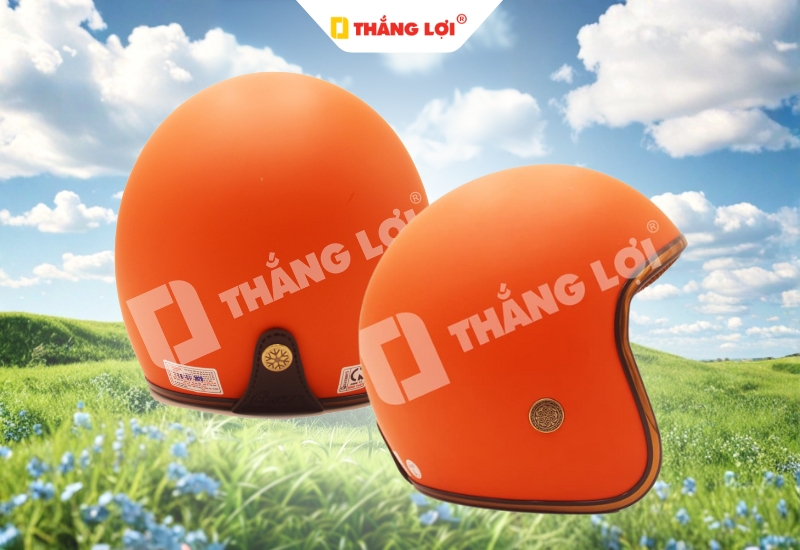 Mũ bảo hiểm 3/4 cho nữ màu cam không kính