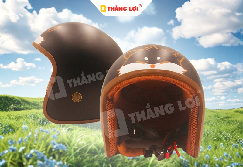 Mũ bảo hiểm 3/4 cho nữ màu nâu