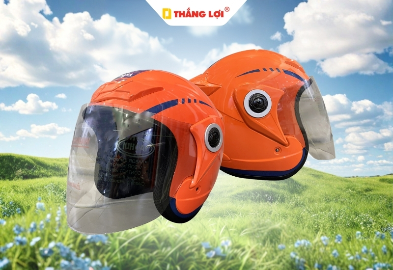 Mũ bảo hiểm 3/4 có kính in logo Ahamove