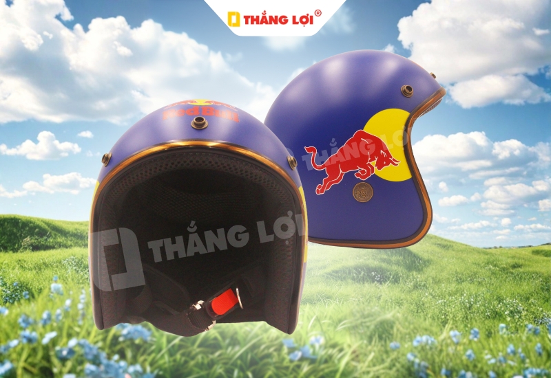 Mũ bảo hiểm 3/4 quà tặng cho thương hiệu giải khát Redbull