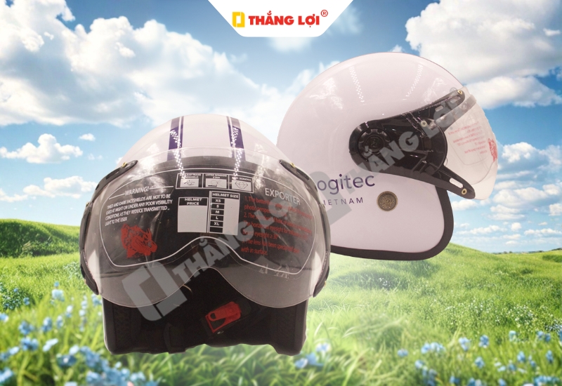 Mũ bảo hiểm 3/4 quà tặng in logo Cyber Logitec