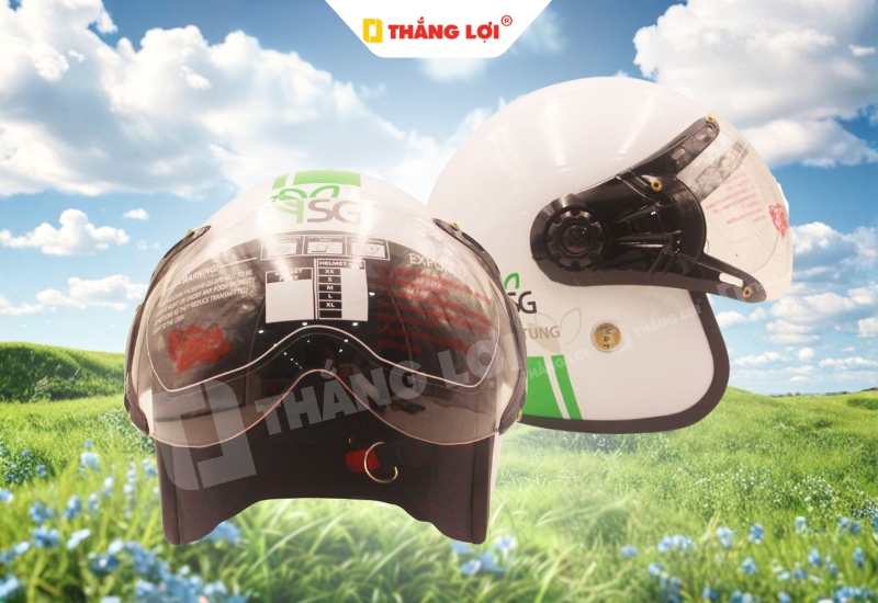 Mũ bảo hiểm 3/4 quà tặng in logo SG Ngọc Tùng