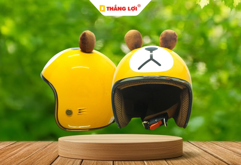 Mũ bảo hiềm 3 phần 4 cho bé in hình con gấu