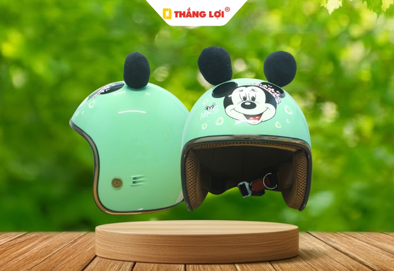Mũ bảo hiềm 3 phần 4 cho bé in hình chuột Minie