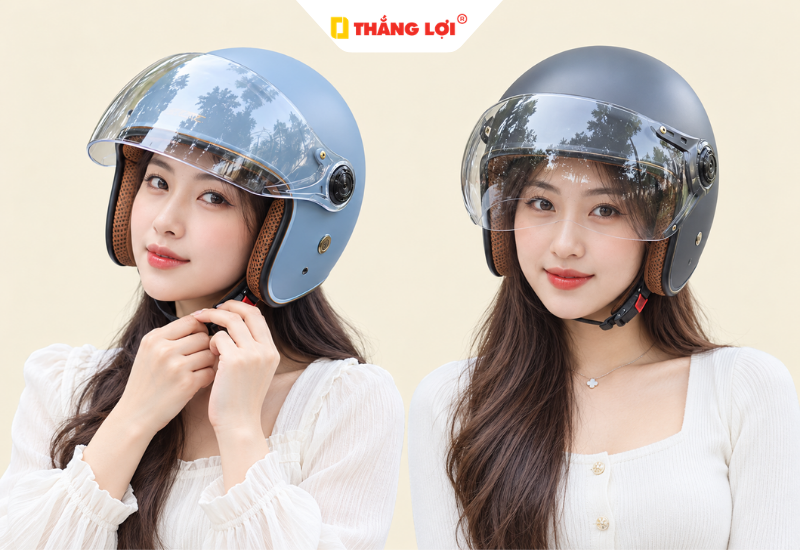 Mũ bảo hiểm 3/4 có kính dành cho nữ đẹp và tiện dụng