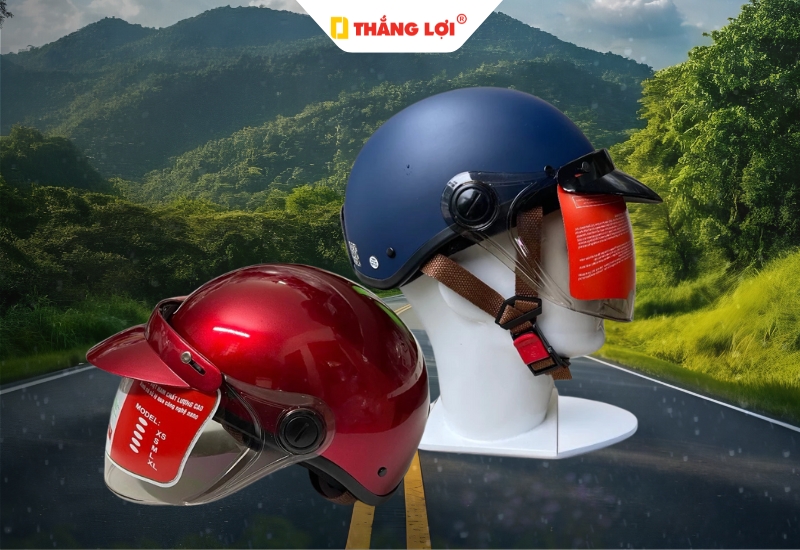 Mũ bảo hiểm nửa đầu kính chắn gió bản lớn