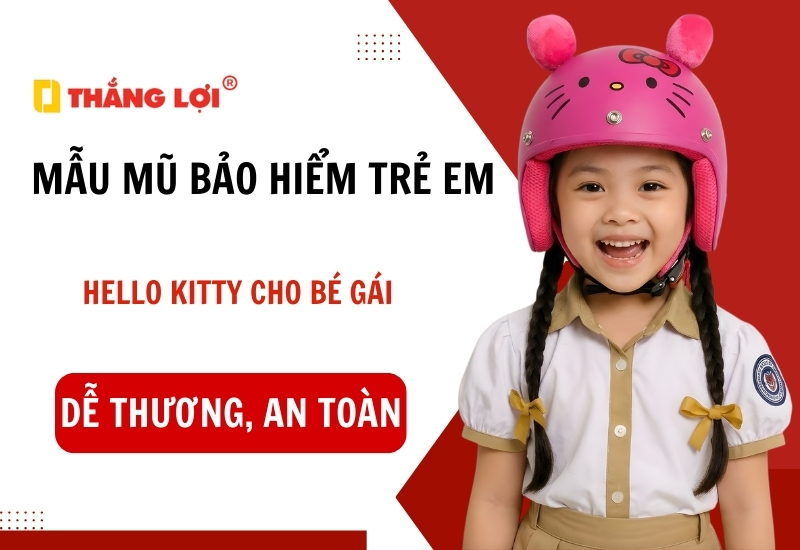 Mẫu mủ bảo hiểm Hello Kitty cho bé gái được ưa chuộng