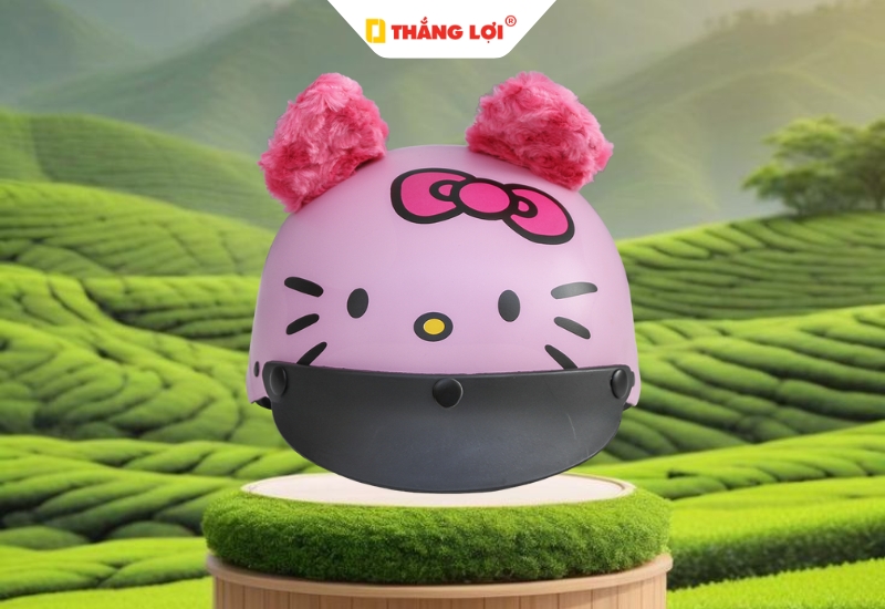Mũ bảo hiểm Hello Kitty cho bé màu hồng