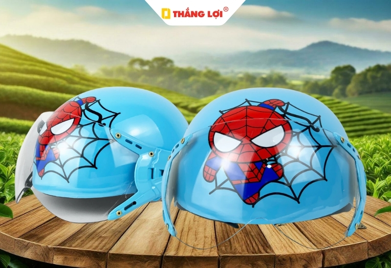 Mẫu nón bảo hiểm hình người nhện (Spiderman) màu xanh dương
