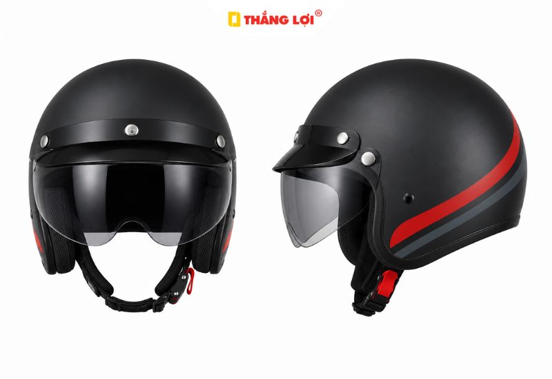 Mẫu nón bảo hiểm 3/4 có kính dành cho gara ô tô