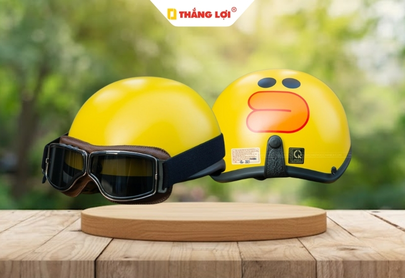 Nón bảo hiểm nửa đầu hình con vịt Sally có kính phi công