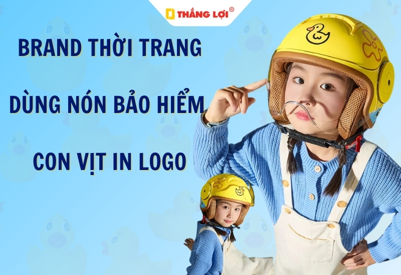 Brand thời trang sử dụng nón bảo hiểm con vịt in logo