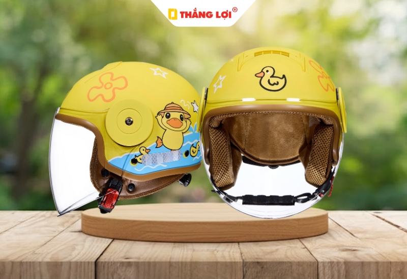 Nón bảo hiểm 3/4 đầu hình con vịt có kính