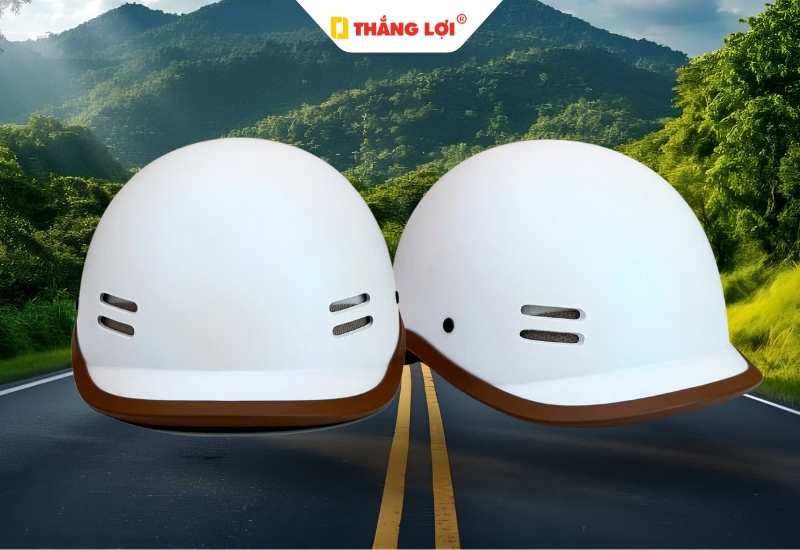 Mẫu nón bảo hiểm nửa đầu cá heo cho nam màu trắng