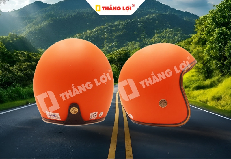 Nón bảo hiểm 3 phần 4 không kính cho nam màu cam