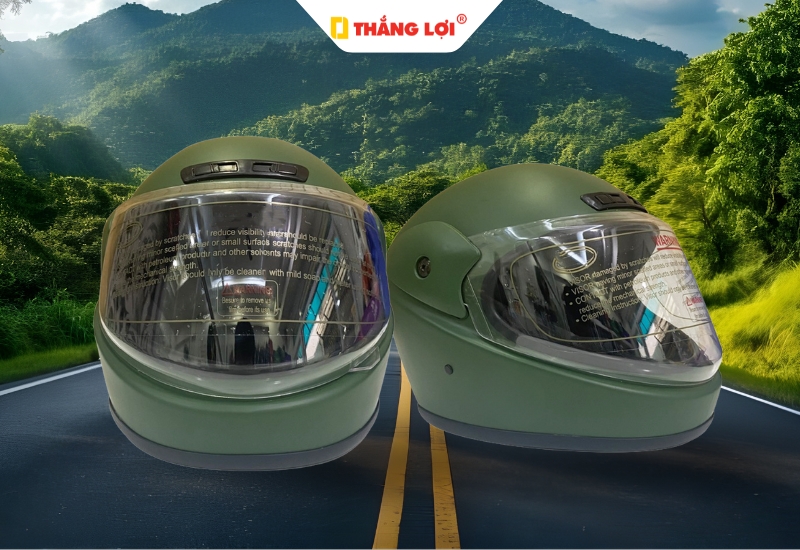 Nón bảo hiểm Fullface cho nam màu xanh lá