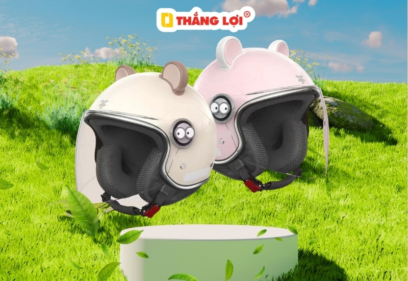 Nón bảo hiểm 3 phần 4 có kính đẹp cho nữ