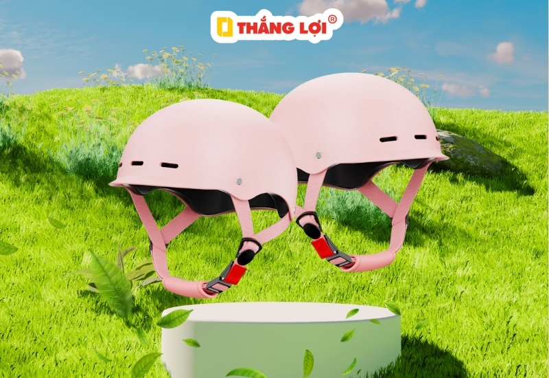 Nón bảo hiểm đẹp cho nữ đơn giản màu hồng