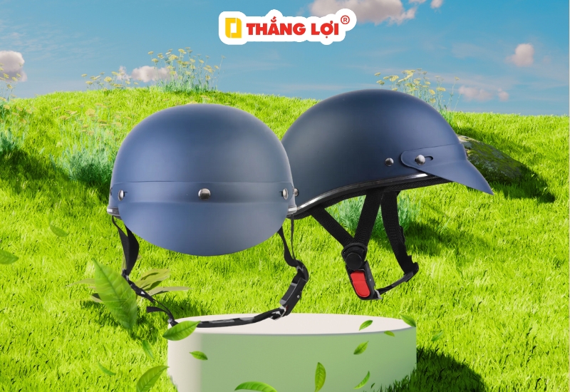 Nón bảo hiểm đơn giản cho nữ màu xanh