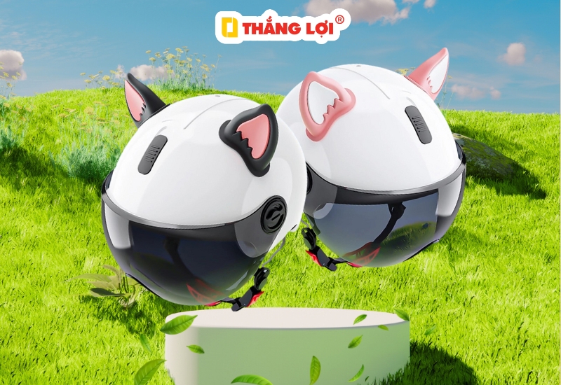 Nón bảo hiểm đẹp cho nữ nửa đầu có kính