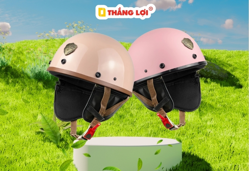 Nón bào hiểm nửa đầu ốp tai không kính cho nữ
