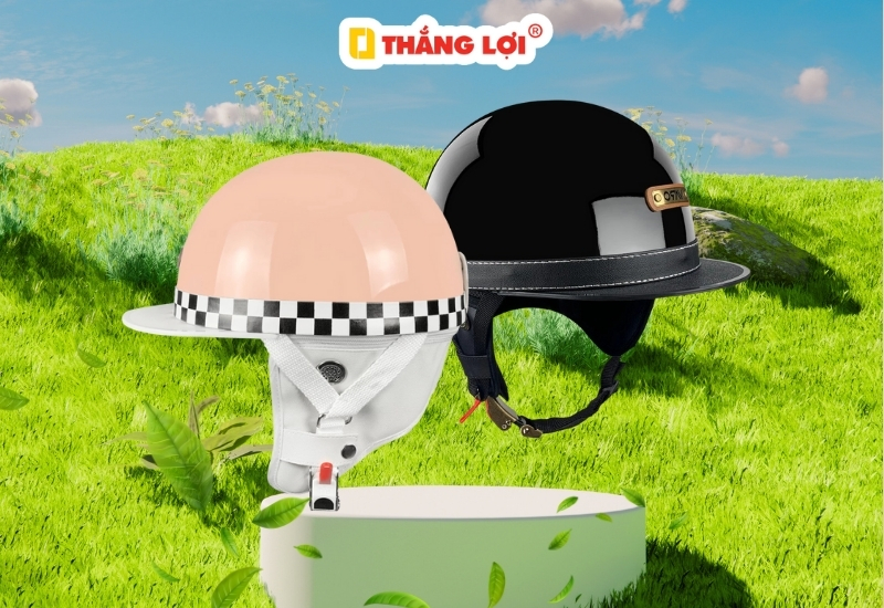 Nón bào hiểm nửa đầu không kính cho nữ có vành nón