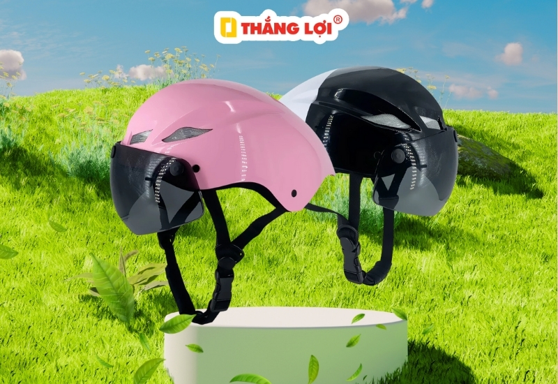 Nón bào hiểm nửa đầu cho nữ đuôi nhọn có kính
