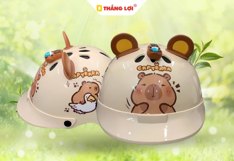 Nón bảo hiểm in logo hoạt hình Capybara
