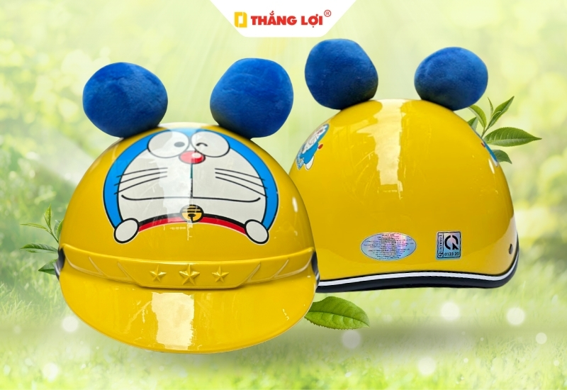 Nón bảo hiểm in logo hoạt hình Doramon có tai